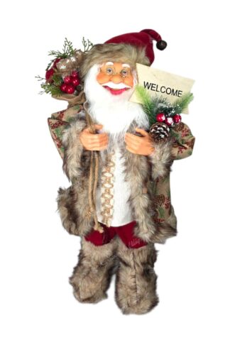 Krémszínű-bordó Santa Claus dekoráció 60cm