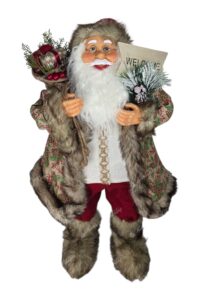 Krémszínű-bordó Santa Claus dekoráció 80cm