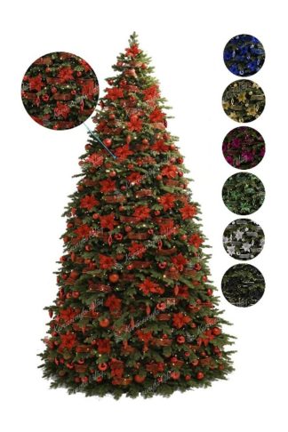 Gigantikus karácsonyfa 3D-s Exkluzív Lucfenyő 400cm LED1776 dekorációs csomaggal