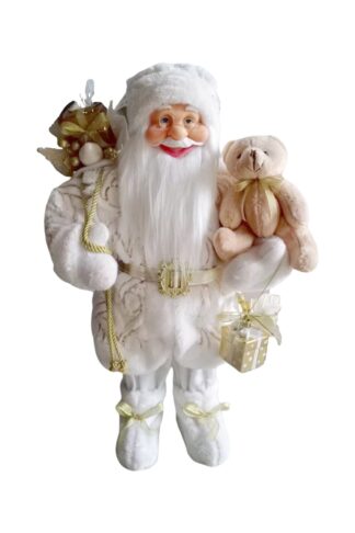 Fehér-arany Santa Claus dekoráció 60cm